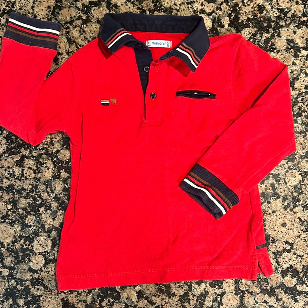 Mayoral Long Sleeve Toddler Polo - size 3
